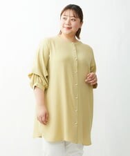 OLEDS17080 eur3(エウルキューブ) 【大きいサイズ】前後/袖2Wayパールボタンチュニック イエロー(25)