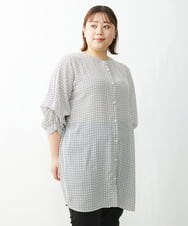 OLEDS17080 eur3(エウルキューブ) 【大きいサイズ】前後/袖2Wayパールボタンチュニック アイボリー(80)