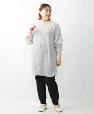 OLEDS17080 eur3(エウルキューブ) 【大きいサイズ】前後/袖2Wayパールボタンチュニック アイボリー(80)
