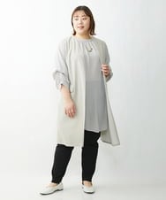 OLEDS17080 eur3(エウルキューブ) 【大きいサイズ】前後/袖2Wayパールボタンチュニック アイボリー(80)