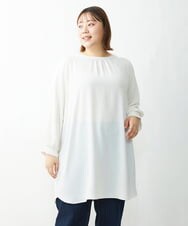 OLEDS17080 eur3(エウルキューブ) 【大きいサイズ】前後/袖2Wayパールボタンチュニック ホワイト(90)