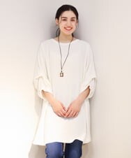 OLEDS17080 eur3(エウルキューブ) 【大きいサイズ】前後/袖2Wayパールボタンチュニック ホワイト(90)