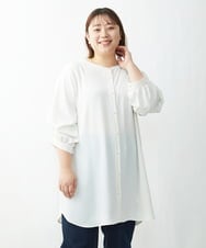 OLEDS17080 eur3(エウルキューブ) 【大きいサイズ】前後/袖2Wayパールボタンチュニック ホワイト(90)