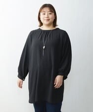 OLEDS17080 eur3(エウルキューブ) 【大きいサイズ】前後/袖2Wayパールボタンチュニック ブラック(94)
