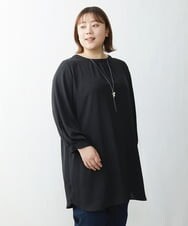 OLEDS17080 eur3(エウルキューブ) 【大きいサイズ】前後/袖2Wayパールボタンチュニック ブラック(94)