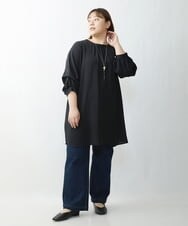 OLEDS17080 eur3(エウルキューブ) 【大きいサイズ】前後/袖2Wayパールボタンチュニック ブラック(94)