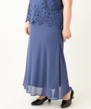 OLEEA13189 eur3(エウルキューブ) 【大きいサイズ】レースブラウス×ジョーゼットスカートセットアップ ブルー(55)