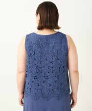 OLEEA13189 eur3(エウルキューブ) 【大きいサイズ】レースブラウス×ジョーゼットスカートセットアップ ブルー(55)