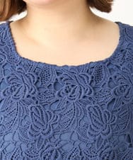 OLEEA13189 eur3(エウルキューブ) 【大きいサイズ】レースブラウス×ジョーゼットスカートセットアップ ブルー(55)