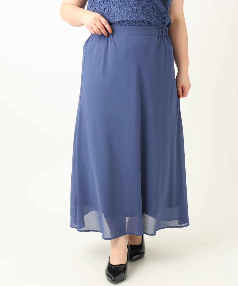 OLEEA13189 eur3(エウルキューブ) 【大きいサイズ】レースブラウス×ジョーゼットスカートセットアップ ブルー(55)