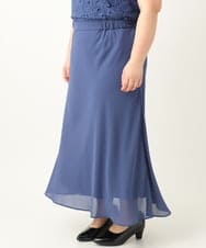OLEEA13189 eur3(エウルキューブ) 【大きいサイズ】レースブラウス×ジョーゼットスカートセットアップ ブルー(55)