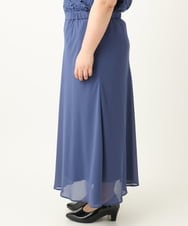 OLEEA13189 eur3(エウルキューブ) 【大きいサイズ】レースブラウス×ジョーゼットスカートセットアップ ブルー(55)