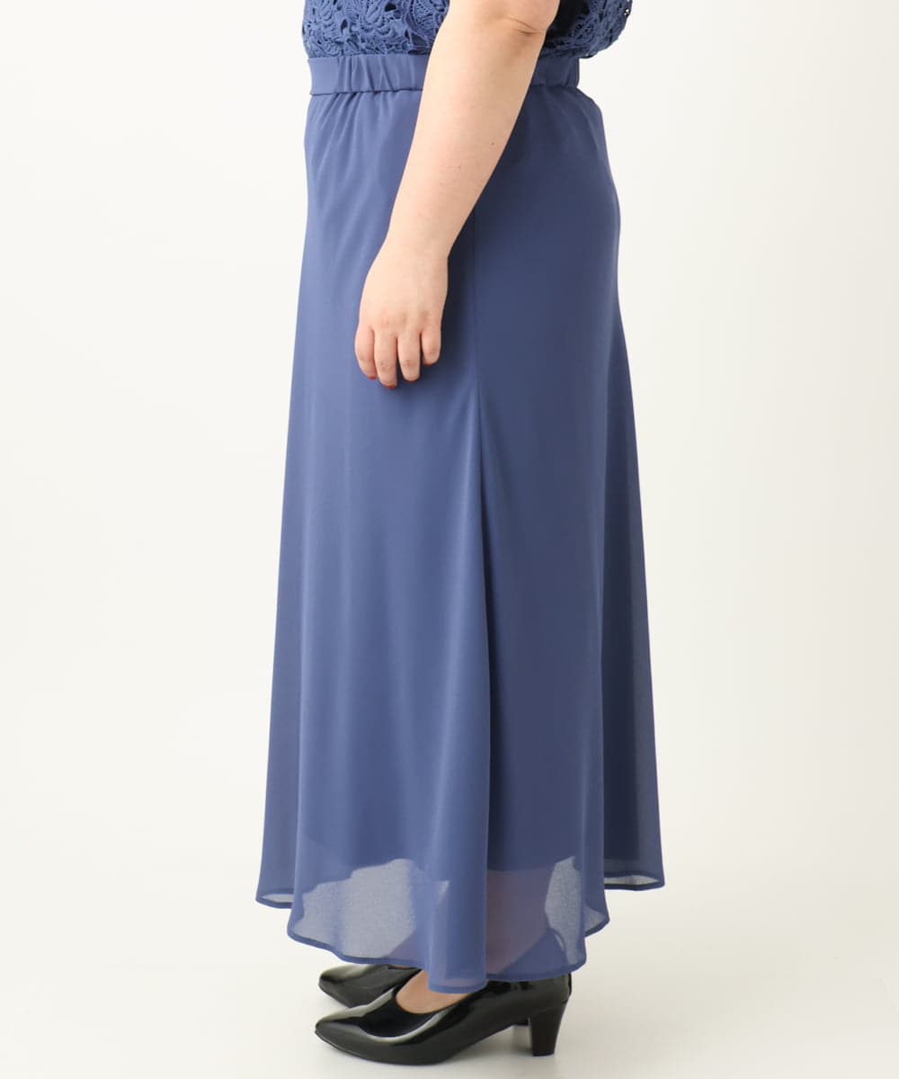 OLEEA13189 eur3(エウルキューブ) 【大きいサイズ】レースブラウス×ジョーゼットスカートセットアップ ブルー(55)