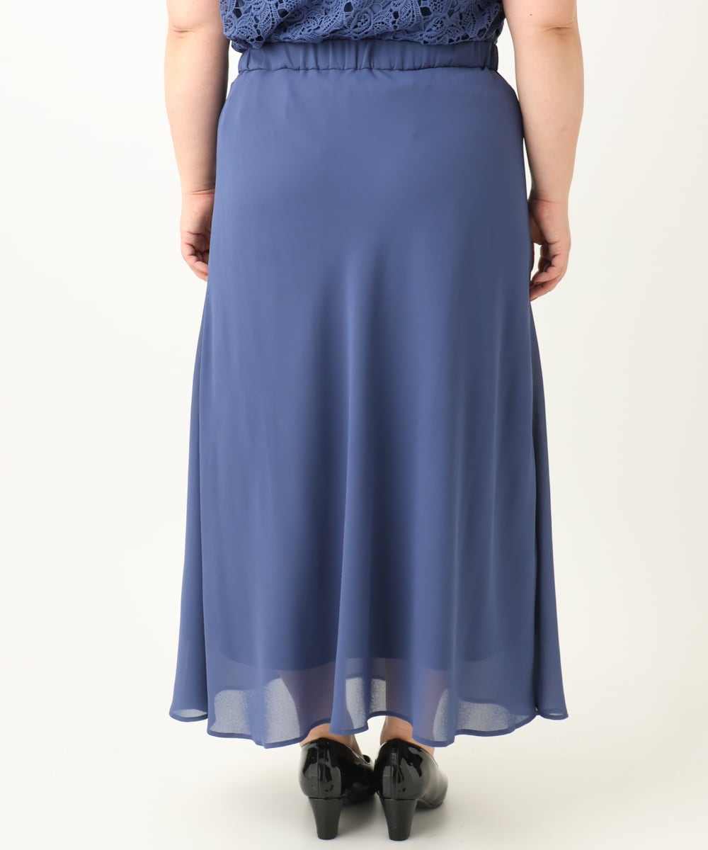 OLEEA13189 eur3(エウルキューブ) 【大きいサイズ】レースブラウス×ジョーゼットスカートセットアップ ブルー(55)