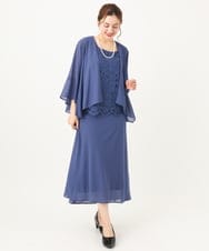 OLEEA13189 eur3(エウルキューブ) 【大きいサイズ】レースブラウス×ジョーゼットスカートセットアップ ブルー(55)