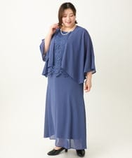 OLEEA13189 eur3(エウルキューブ) 【大きいサイズ】レースブラウス×ジョーゼットスカートセットアップ ブルー(55)