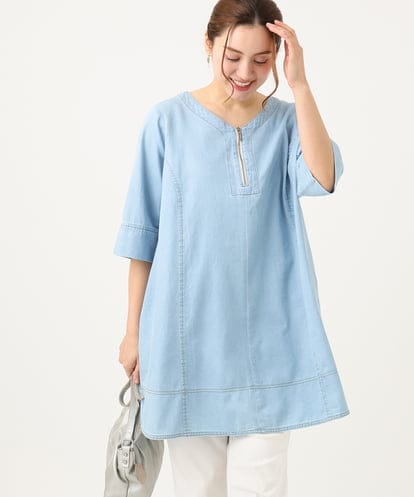 OLEEA15099 eur3 【大きいサイズ】ジップデニムチュニック