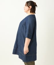 OLEEA15099 eur3(エウルキューブ) 【大きいサイズ】ジップデニムチュニック ネイビー(57)