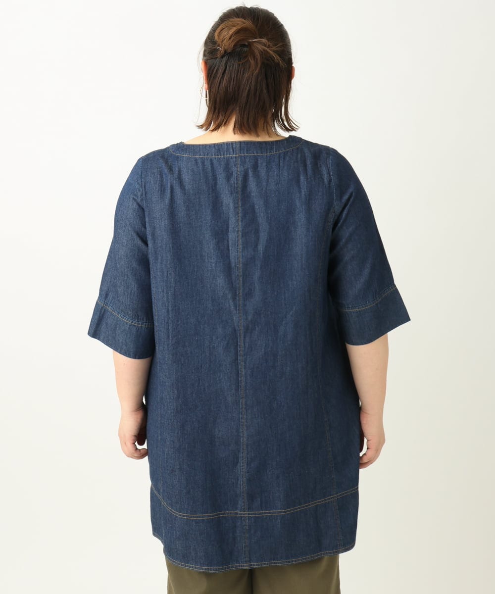 OLEEA15099 eur3(エウルキューブ) 【大きいサイズ】ジップデニムチュニック ネイビー(57)