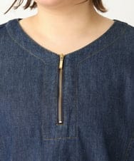 OLEEA15099 eur3(エウルキューブ) 【大きいサイズ】ジップデニムチュニック ネイビー(57)