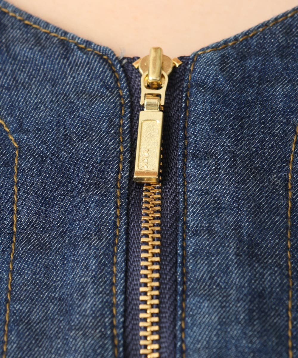 OLEEA15099 eur3(エウルキューブ) 【大きいサイズ】ジップデニムチュニック ネイビー(57)