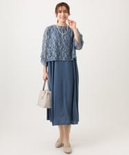 OLEED11239 eur3(エウルキューブ) 【大きいサイズ】2wayレースボレロセットワンピース ブルー