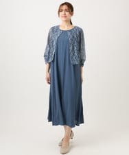 OLEED11239 eur3(エウルキューブ) 【大きいサイズ】2wayレースボレロセットワンピース ブルー