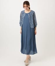 OLEED11239 eur3(エウルキューブ) 【大きいサイズ】2wayレースボレロセットワンピース ブルー