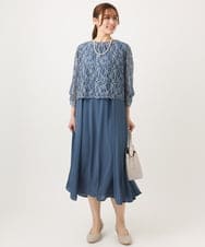 OLEED11239 eur3(エウルキューブ) 【大きいサイズ】2wayレースボレロセットワンピース ブルー