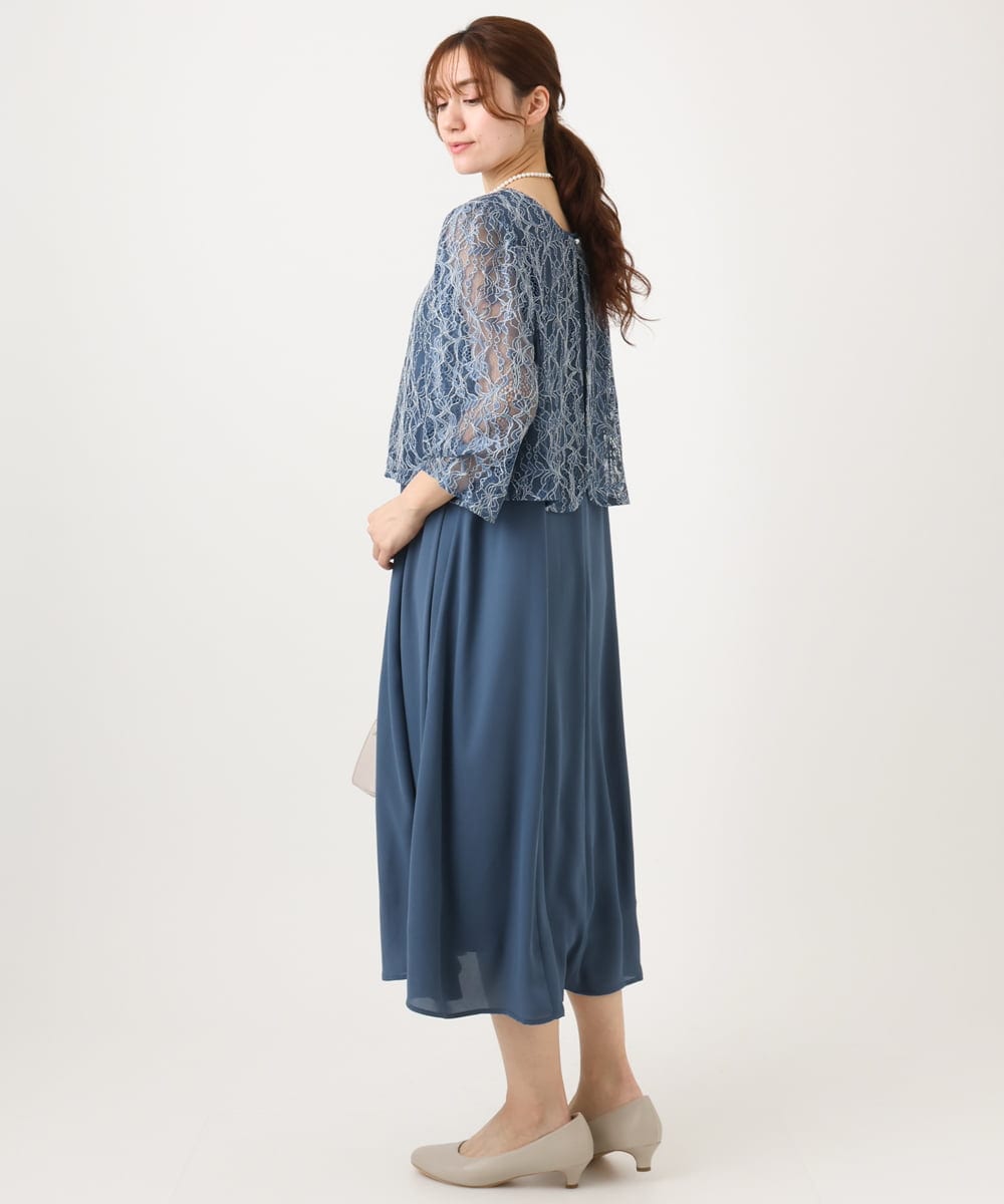 OLEED11239 eur3(エウルキューブ) 【大きいサイズ】2wayレースボレロセットワンピース ブルー