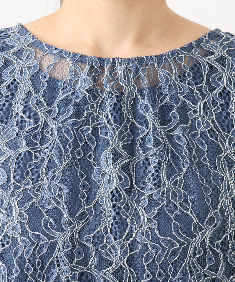 OLEED11239 eur3(エウルキューブ) 【大きいサイズ】2wayレースボレロセットワンピース ブルー