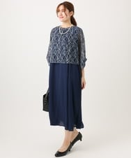 OLEED11239 eur3(エウルキューブ) 【大きいサイズ】2wayレースボレロセットワンピース ネイビー