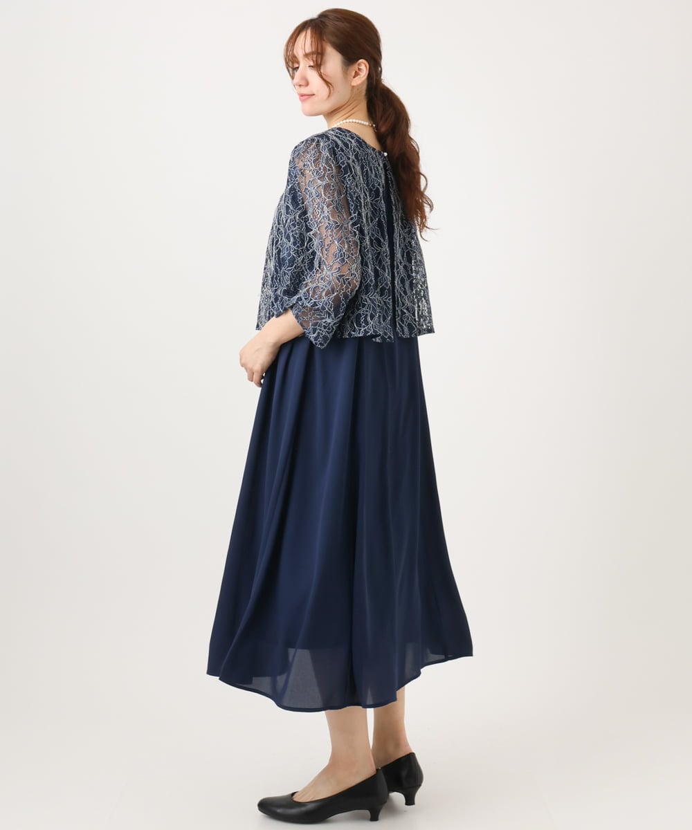 OLEED11239 eur3(エウルキューブ) 【大きいサイズ】2wayレースボレロセットワンピース ネイビー