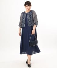 OLEED11239 eur3(エウルキューブ) 【大きいサイズ】2wayレースボレロセットワンピース ネイビー
