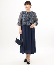OLEED11239 eur3(エウルキューブ) 【大きいサイズ】2wayレースボレロセットワンピース ネイビー