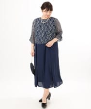 OLEED11239 eur3(エウルキューブ) 【大きいサイズ】2wayレースボレロセットワンピース ネイビー