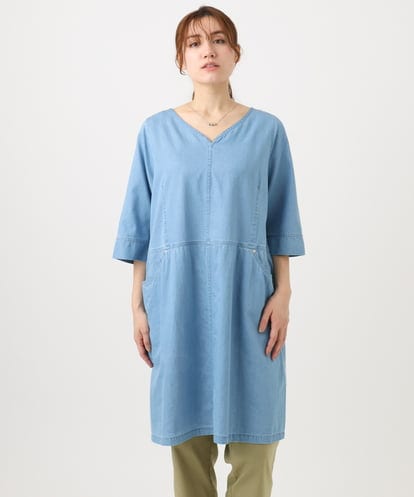 OLEED12099 eur3 【大きいサイズ】Vネックデニムチュニック
