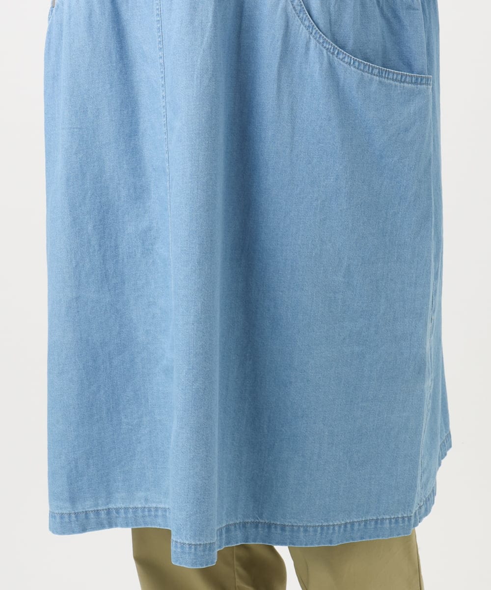 OLEED12099 eur3(エウルキューブ) 【大きいサイズ】Vネックデニムチュニック ライトブルー