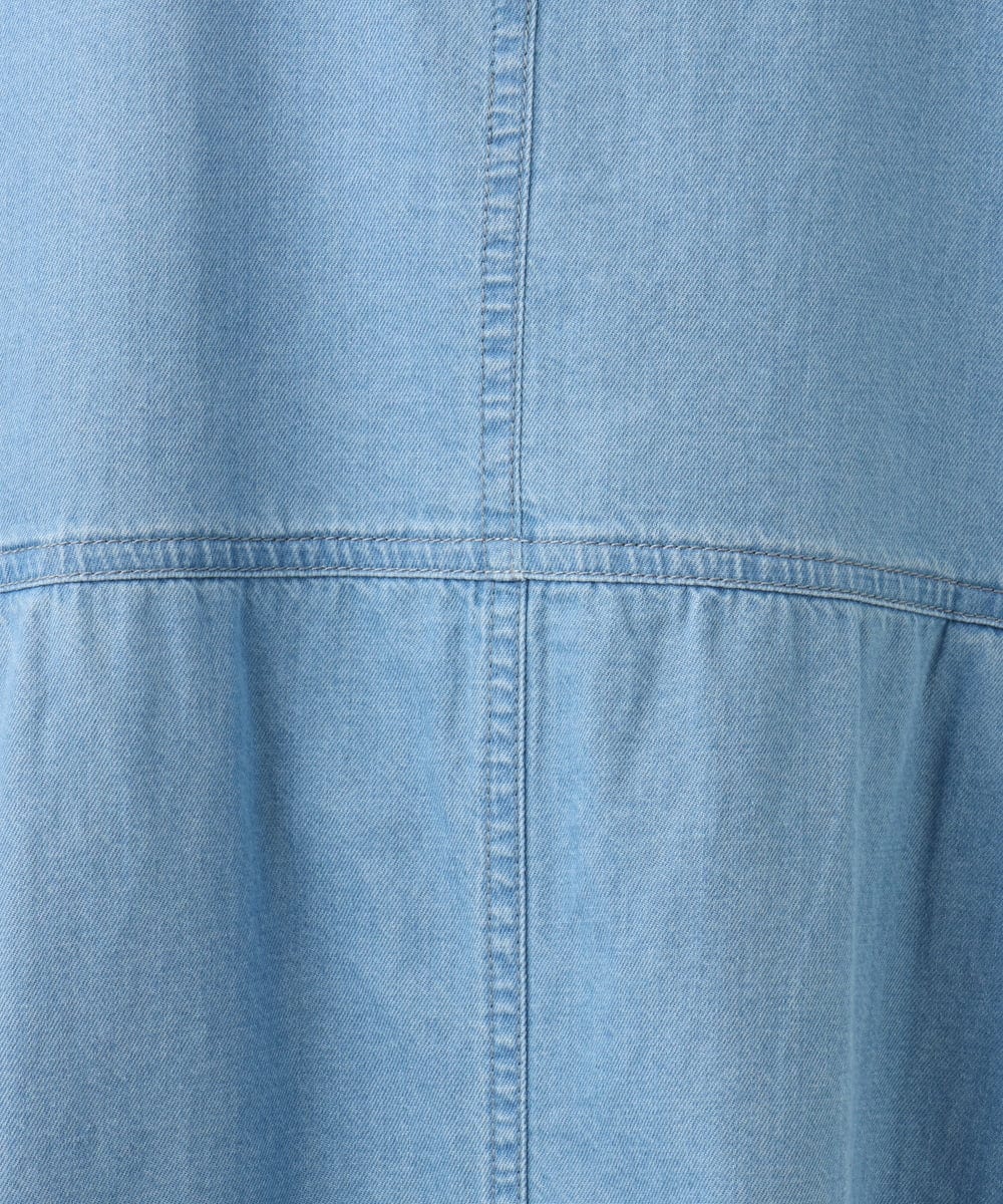 OLEED12099 eur3(エウルキューブ) 【大きいサイズ】Vネックデニムチュニック ライトブルー