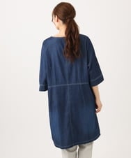 OLEED12099 eur3(エウルキューブ) 【大きいサイズ】Vネックデニムチュニック ネイビー