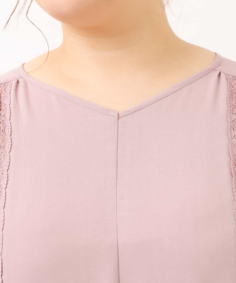 OLEEM11100 eur3(エウルキューブ) 【大きいサイズ】ナチュラルテイストワンピース ピンク