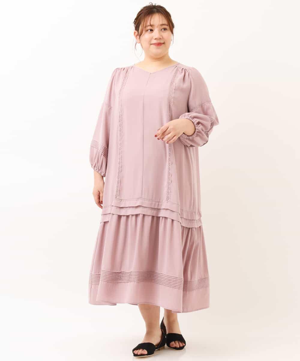 OLEEM11100 eur3(エウルキューブ) 【大きいサイズ】ナチュラルテイストワンピース ピンク