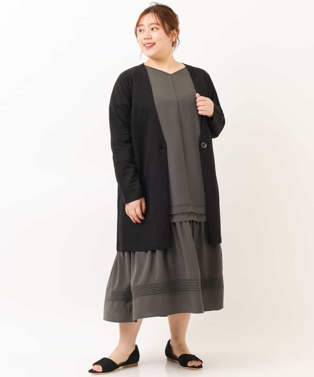 OLEEM11100 eur3(エウルキューブ) 【大きいサイズ】ナチュラルテイストワンピース ダークグレー