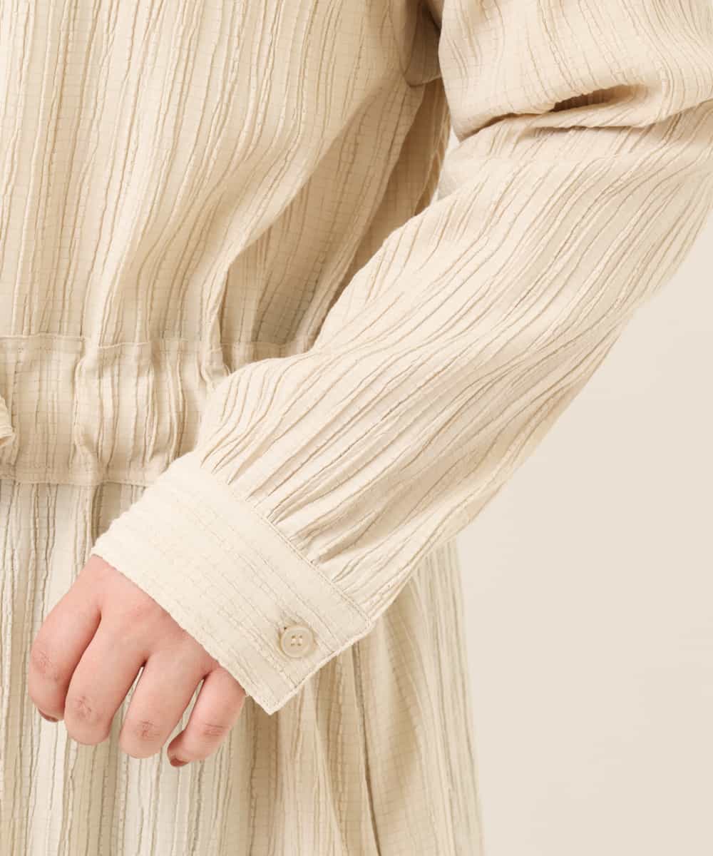 OLEEM15090 eur3(エウルキューブ) 【大きいサイズ】縦見え！ナチュラルフェミニン楊柳ワンピース ベージュ(82)