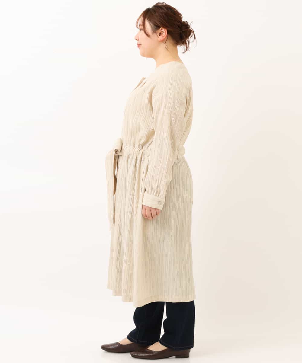 OLEEM15090 eur3(エウルキューブ) 【大きいサイズ】縦見え！ナチュラルフェミニン楊柳ワンピース ベージュ(82)