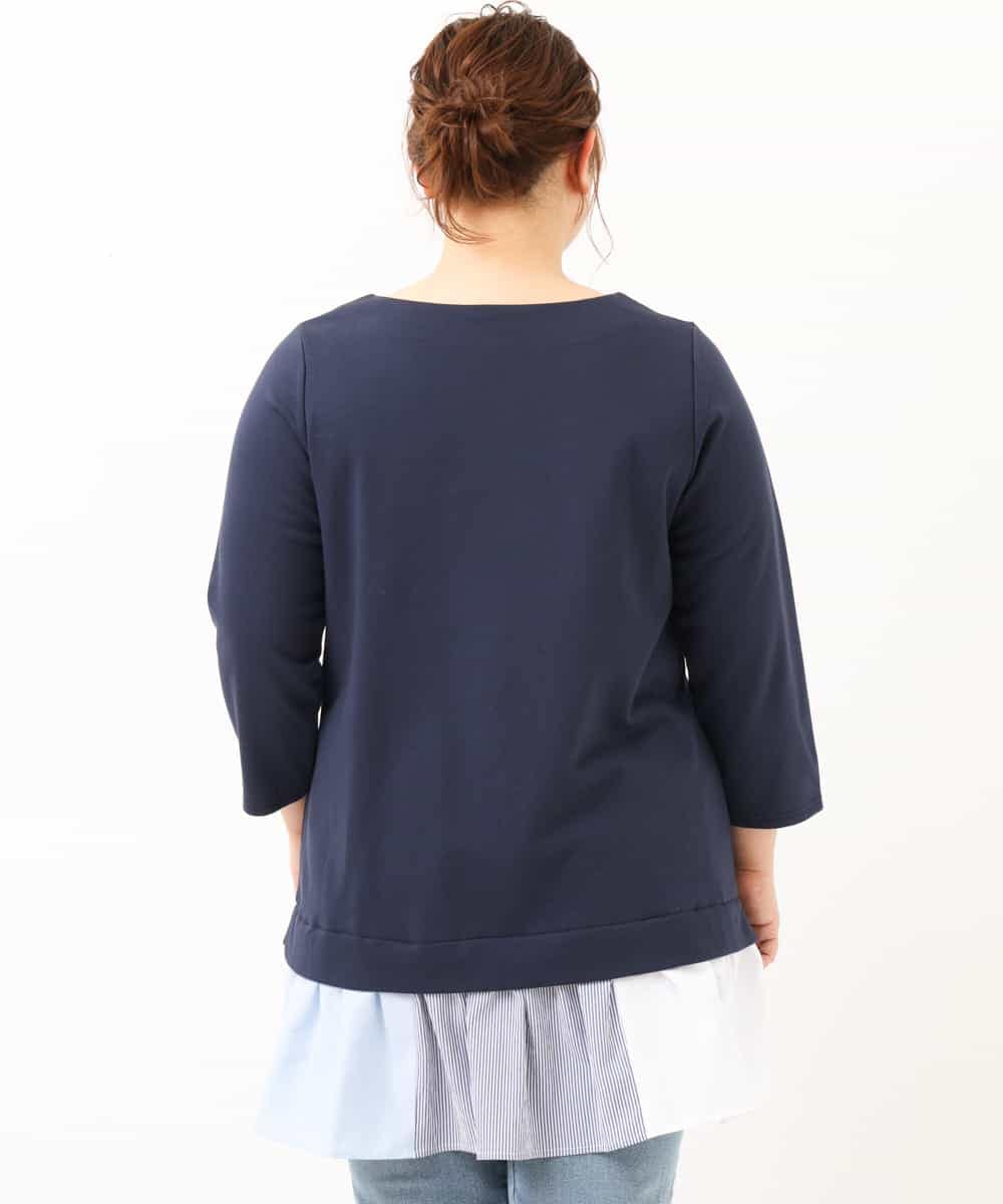 OLEEM17080 eur3(エウルキューブ) 【大きいサイズ】ドッキングフリルチュニック ネイビー(57)