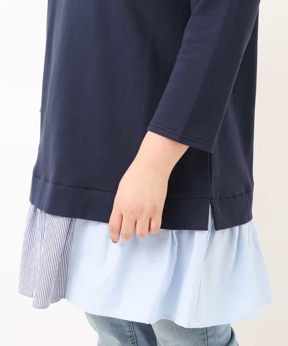 OLEEM17080 eur3(エウルキューブ) 【大きいサイズ】ドッキングフリルチュニック ネイビー(57)