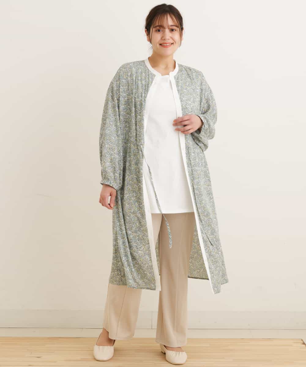 OLEEP11090 eur3(エウルキューブ) 【TV着用】【大きいサイズ/11号サイズあり】シフォンフラワープリントワンピース グリーン(30)