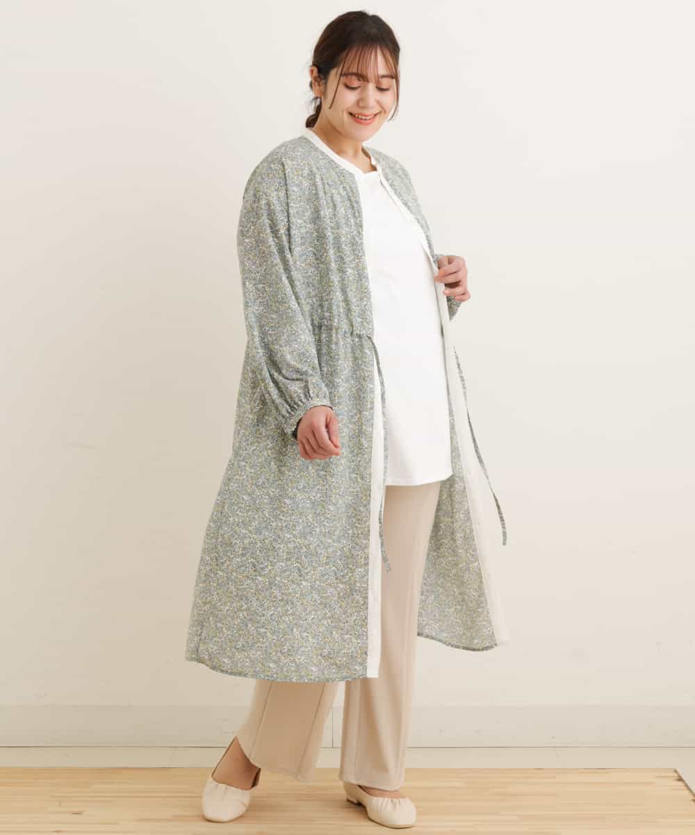 OLEEP11090 eur3(エウルキューブ) 【TV着用】【大きいサイズ/11号サイズあり】シフォンフラワープリントワンピース グリーン(30)