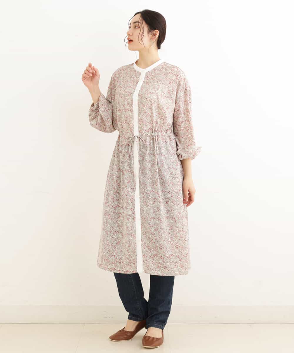 OLEEP11090 eur3(エウルキューブ) 【TV着用】【大きいサイズ/11号サイズあり】シフォンフラワープリントワンピース ベージュ(82)